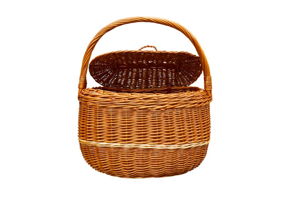 big open wicker basket with cover