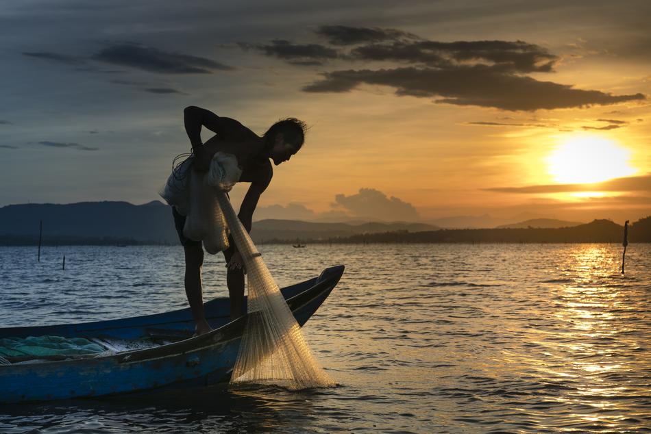 Fishermen Fishing sunset