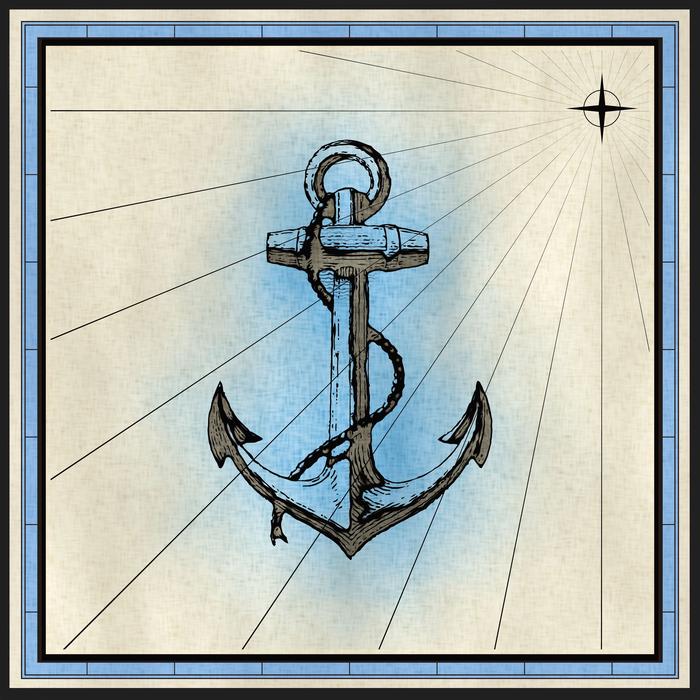 Beautiful drawing of the anchor with the rope, on clipart