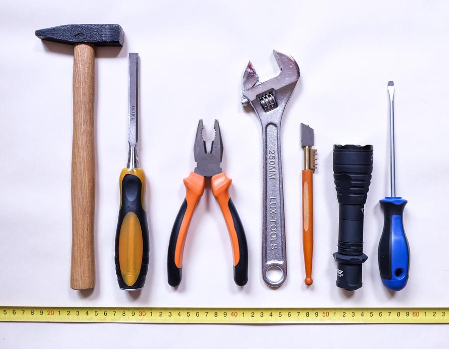 Colorful tools on the white surfaace