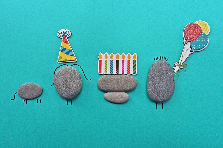 rock art on blue background