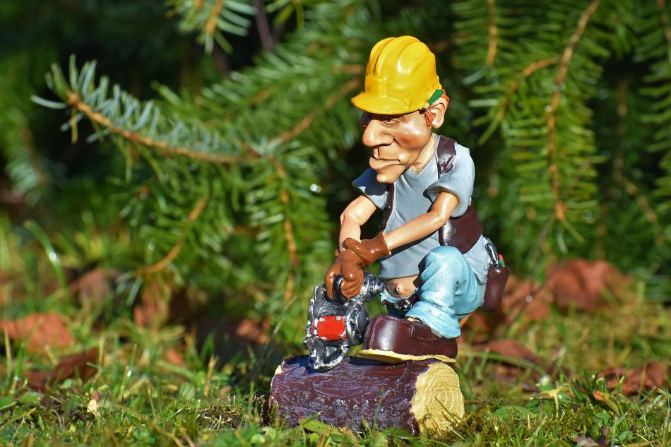 Lumberjack Works with Chainsaw, funny figurine