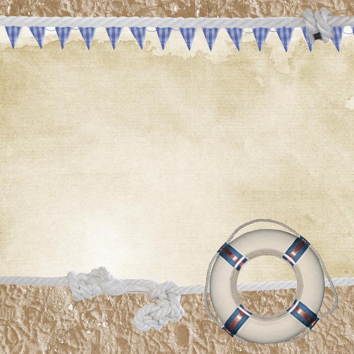 nautical banner with ornament and lifebuoy image