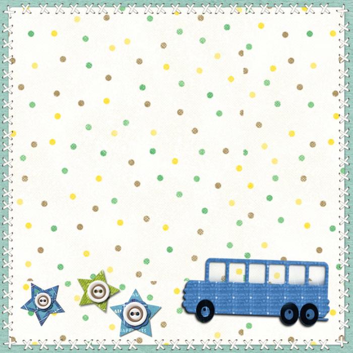 Colorful drawings with the bus and stars
