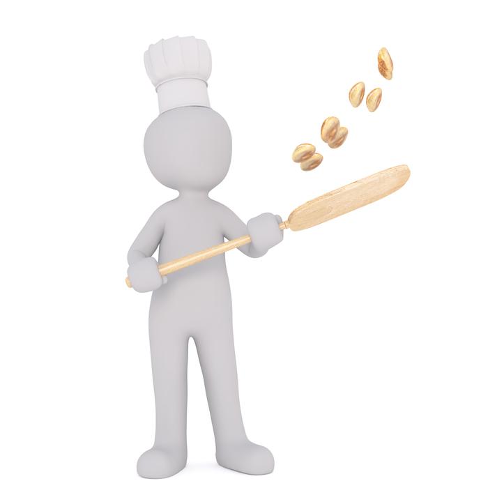 baker with buns, 3d render