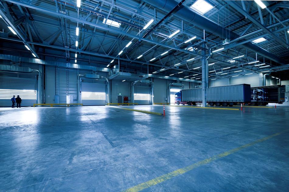 interior of warehouse with fast-closing doors