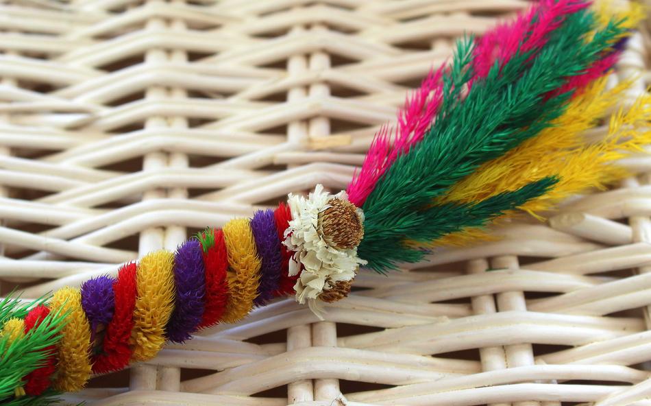 beautiful braided decoration with feathers
