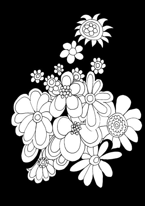 painted white bouquet on a black background