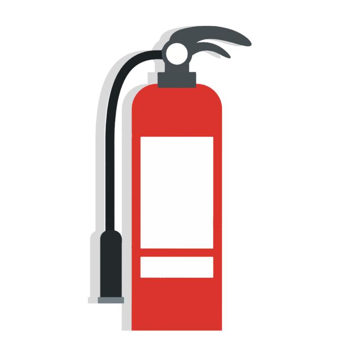 Clipart of the red and white fire extinguishes with shadow, at white background