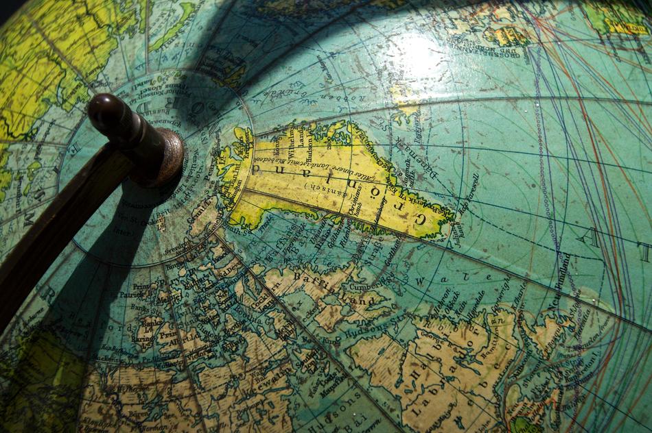 greenland on the globe