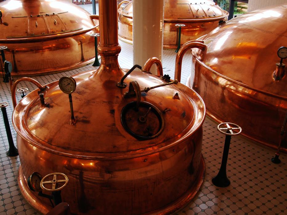 barrels of a brewery in Barcelona, Spain