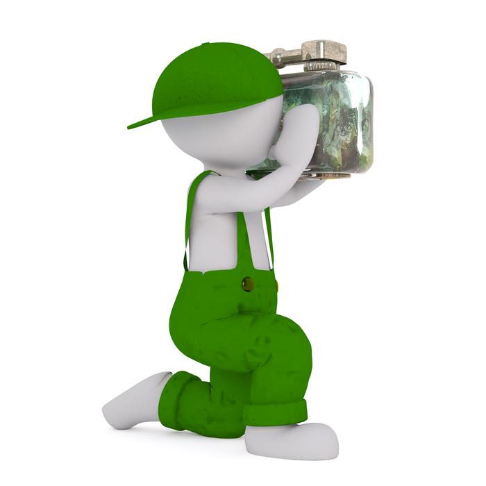 male worker with load, 3d model