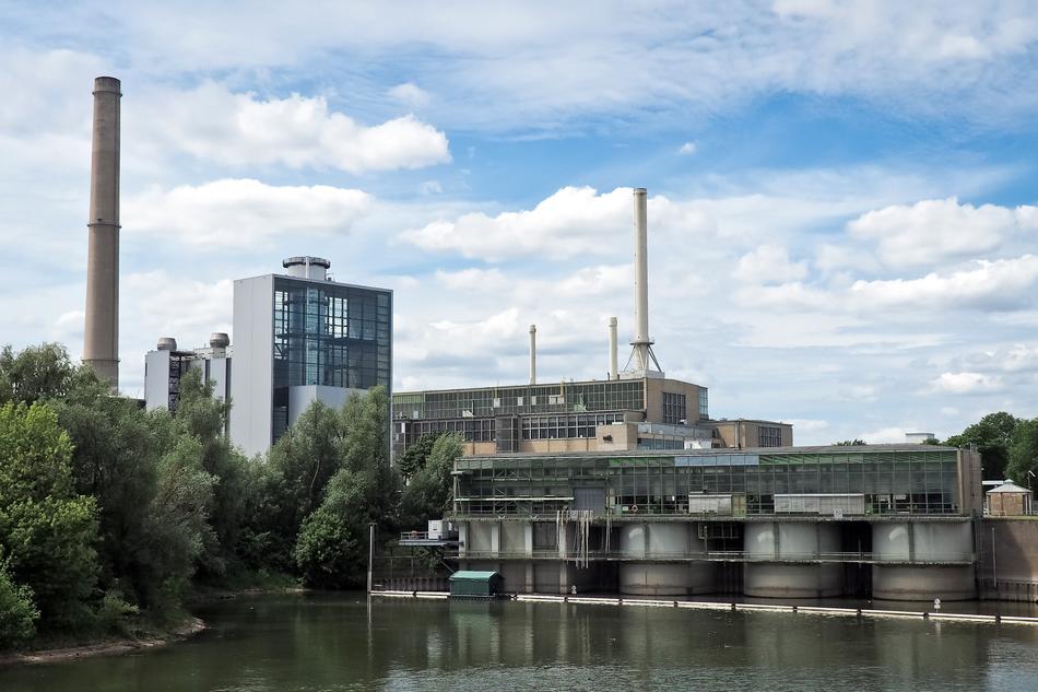 Power Plant on riverside at summer
