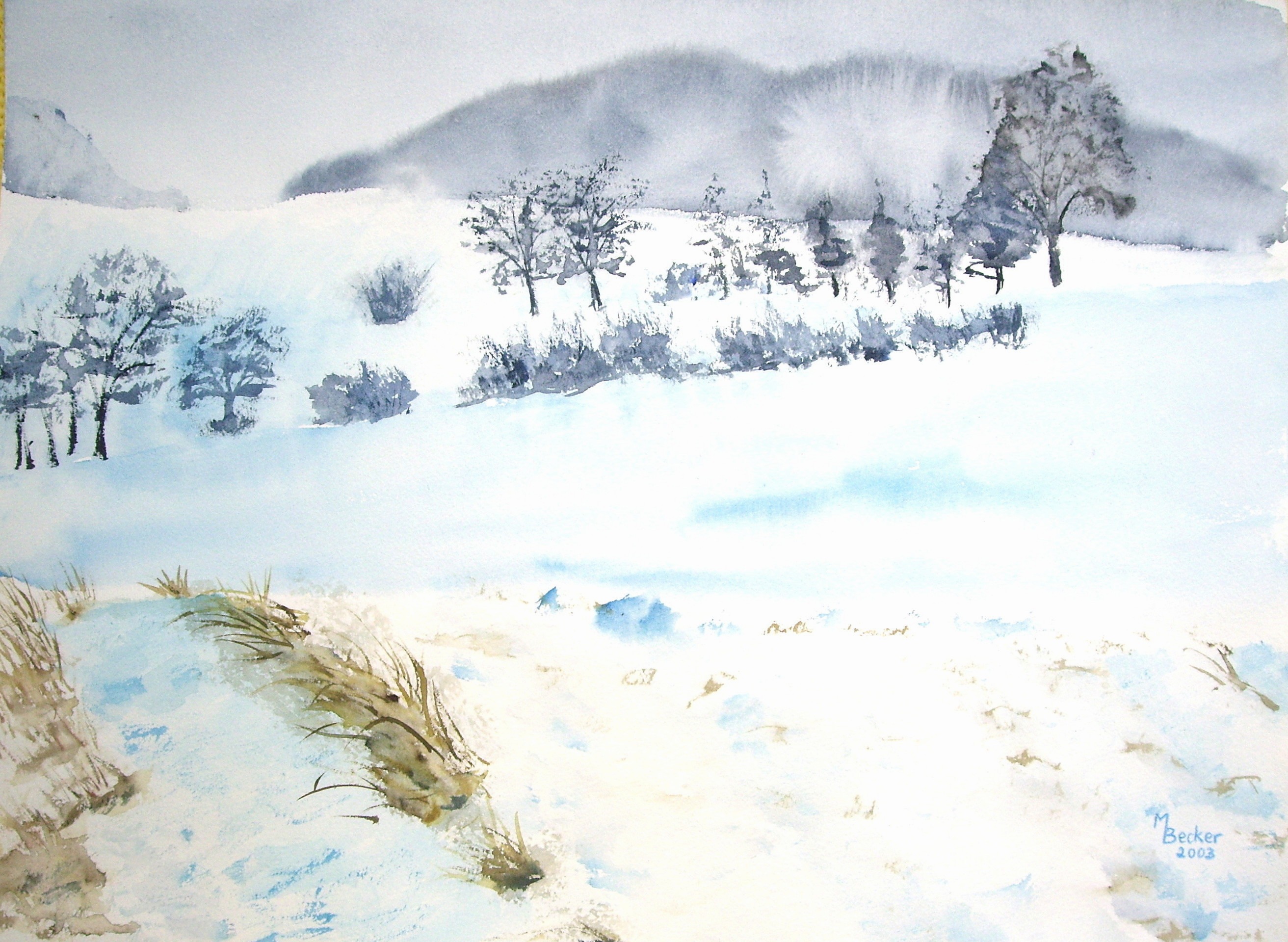 Снежное поле живопись