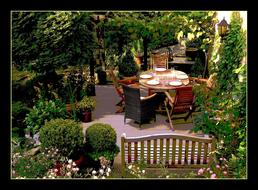 Garden Flowers and table