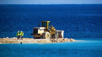 Bulldozer and Workers in Ayia Napa on Cyprus