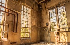 abandoned Factory building with broken windows