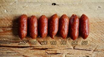 seven sausages for Days Of The Week, Calendar