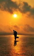 Person Ocean orange sun