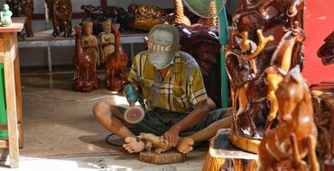 Myanmar wood carver