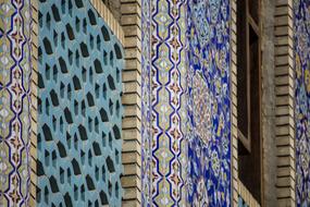 Beautiful, colorful and patterned wall of the mosque