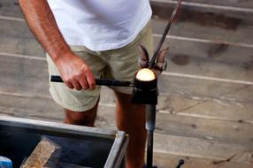 Glass Blower Blowing