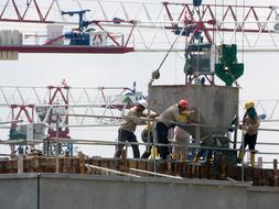 Construction Crane Building and people