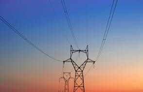 High-Voltage Tower red blue sky