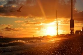 Sunset orange Waves