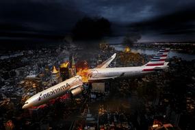fantastic image of a plane crash over New York