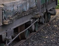 wheels of old locomotive on rails