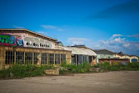 Old Factory building and green bush