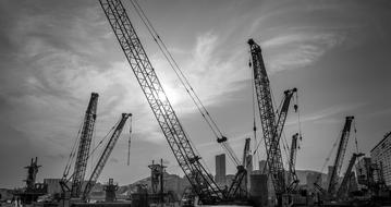 Crane Industry Machine black and white