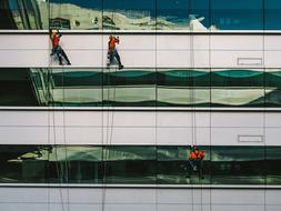 industrial window cleaning in an office building