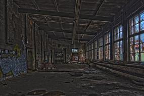 old dirty warehouse of an abandoned factory