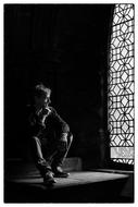 Window Light Man black and white