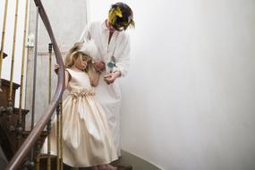 Mother and Daughter on stairs