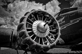 Engine Turbine Motor balck and white