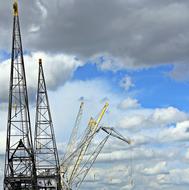 Cranes Sky Clouds