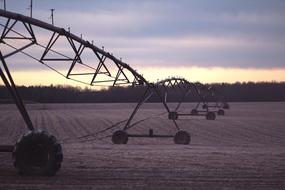 Irrigation system on field, Agriculture Equipment