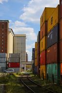 stacks of shipping Containers at Industrial Plant