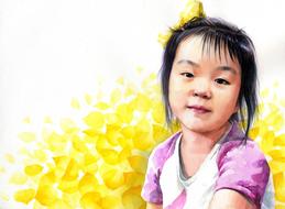 watercolor portrait girl asian