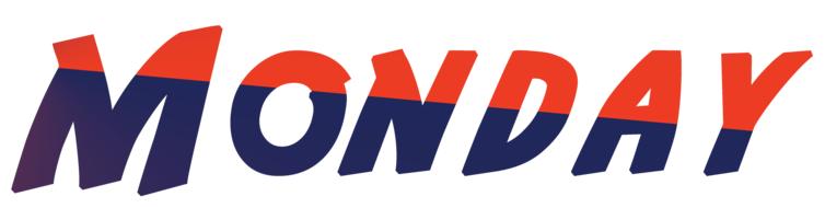 clipart of orange and blue monday text