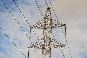 Electricity Industry Power at blue sky background with white clouds