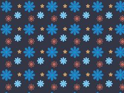 flowers, colorful pattern at deep blue background