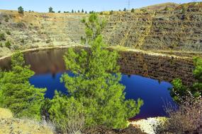 Acid mine-pit Lake, cyprus, mathiatis