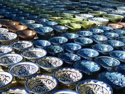 lot of painted Ceramic Bowls, uzbekistan