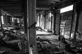 Empty Abandoned Factory black and white