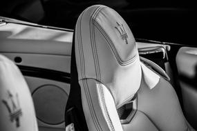 salon of luxurious Maserati in black and white background