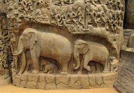 Elephants Bas Relief stone